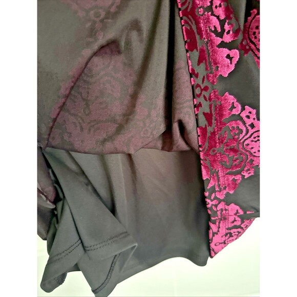 Vince Camuto Women's Burnout Velvet Balloon-Sleeve Chic Dress Black Fuchsia 10 - Picture 11 of 14